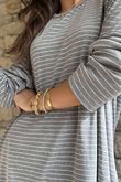 Agnes Stripe Trapeze Top Grey Marl